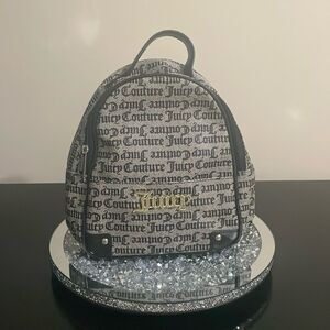 Preowned faux leather Y2K Juicy couture black grey mini backpack book bag